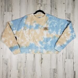 NWT Cross Colours Nordstrom Sunshine Logo Tie Dye Cloud Crop Sweatshirt Size XL